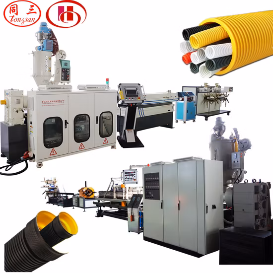 PP HDPE PVC EVA PA Pared simple Doble pared doble Dwc Tubo corrugado Manguera Tubería Alcantarilla Fuelle que hace la máquina para roscado de cables eléctricos Suministro de agua Drenaje