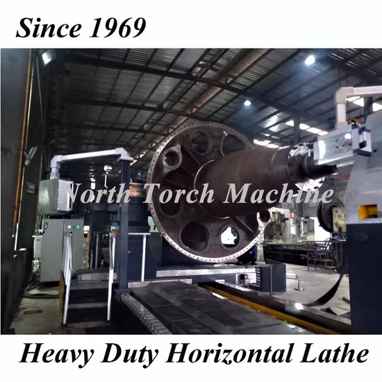 Torno CNC horizontal de servicio pesado para torneado de ejes de energía eólica largos